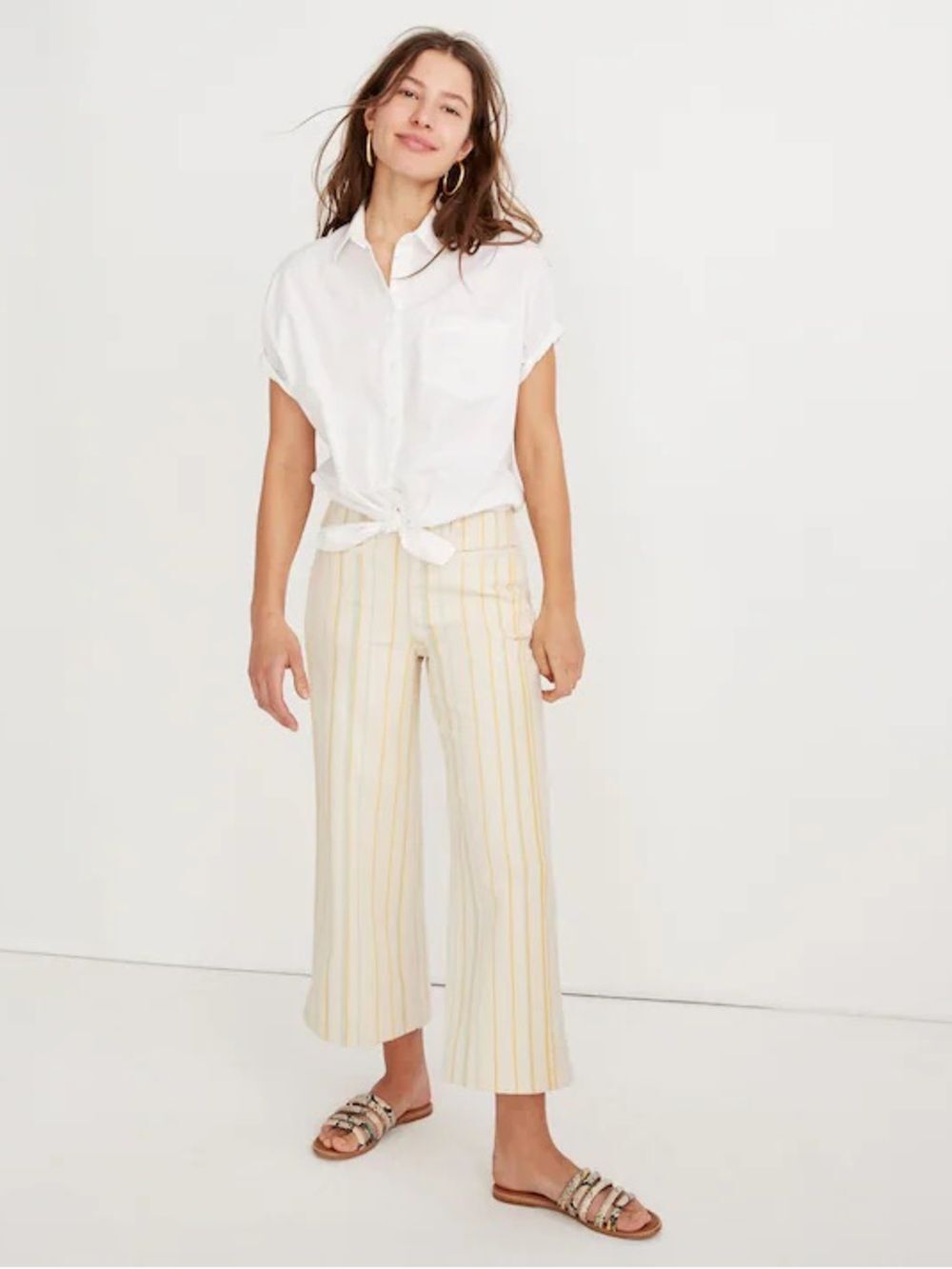 Madewell Emmett Wide Leg Crop Pants in
Warm Honeysuckle Stripe size 24